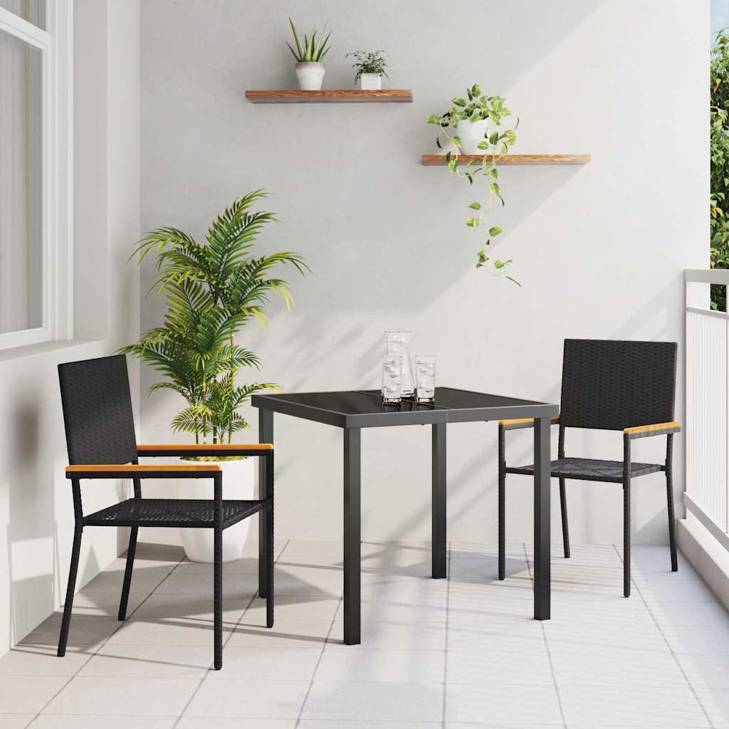 Garten Stapelstühle 2er Set Schwarz Braun