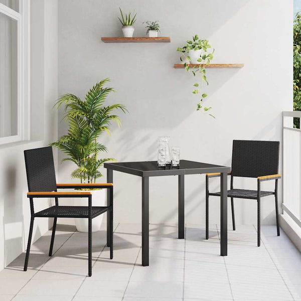 Garten Stapelstühle 2er Set Schwarz Braun