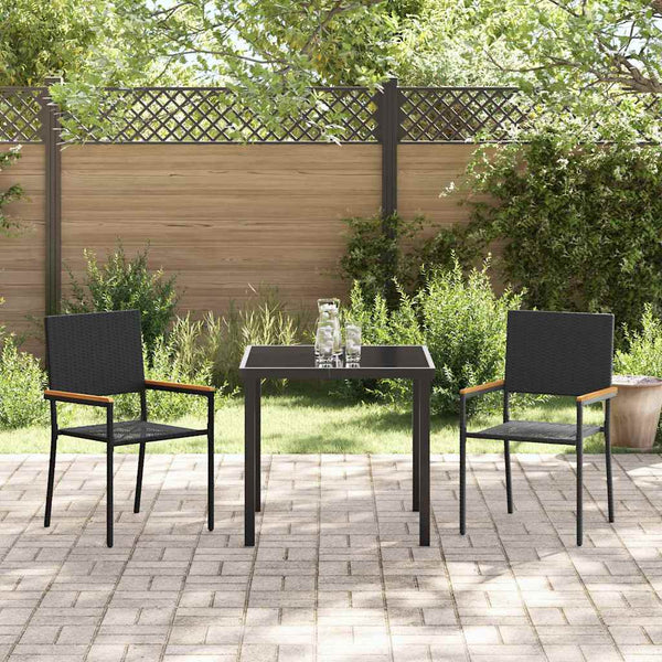 Garten Stapelstühle 2er Set Schwarz Braun