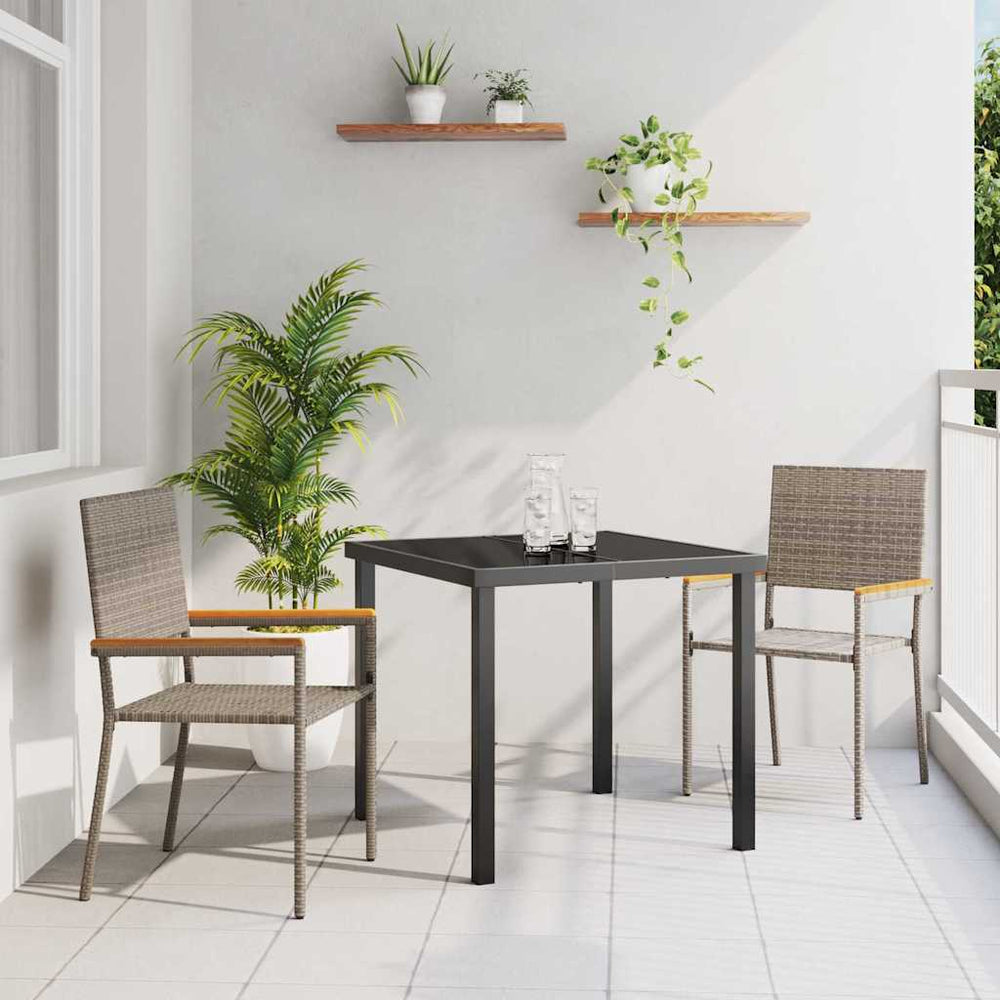 Garten Stapelstühle 2er Set Grau Braun