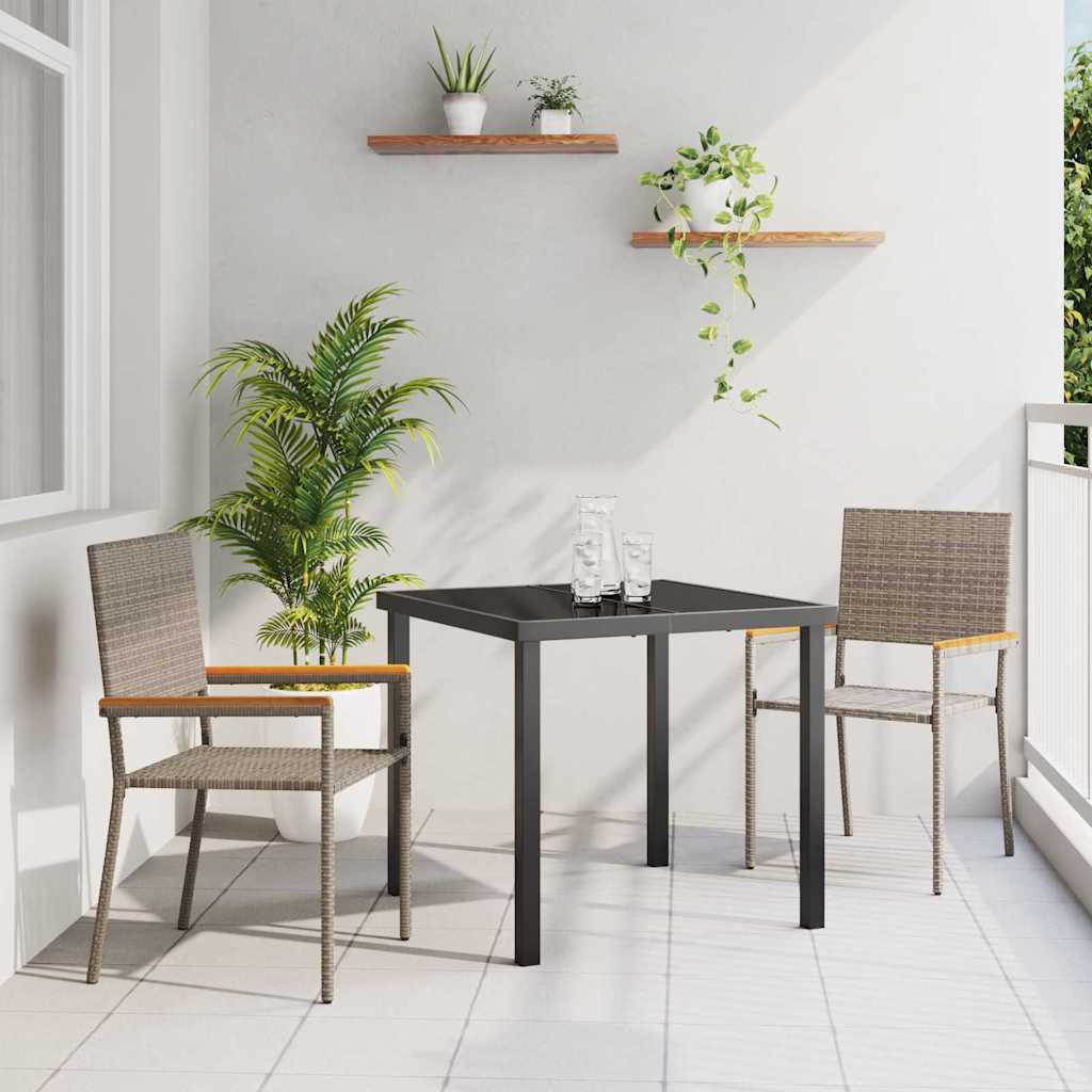Garten Stapelstühle 2er Set Grau Braun