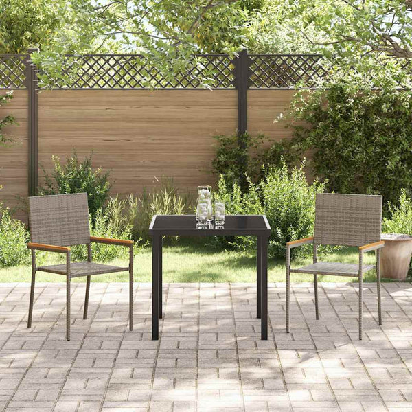 Garten Stapelstühle 2er Set Grau Braun