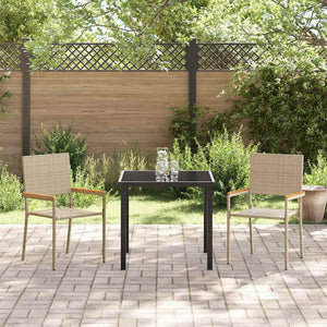Garten Stapelstühle 2er Set Creme Braun