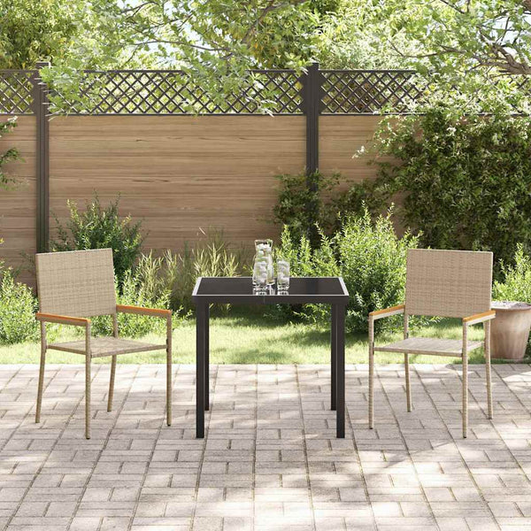 Garten Stapelstühle 2er Set Creme Braun