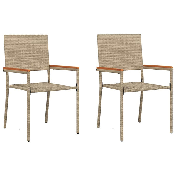 Garten Stapelstühle 2er Set Creme Braun