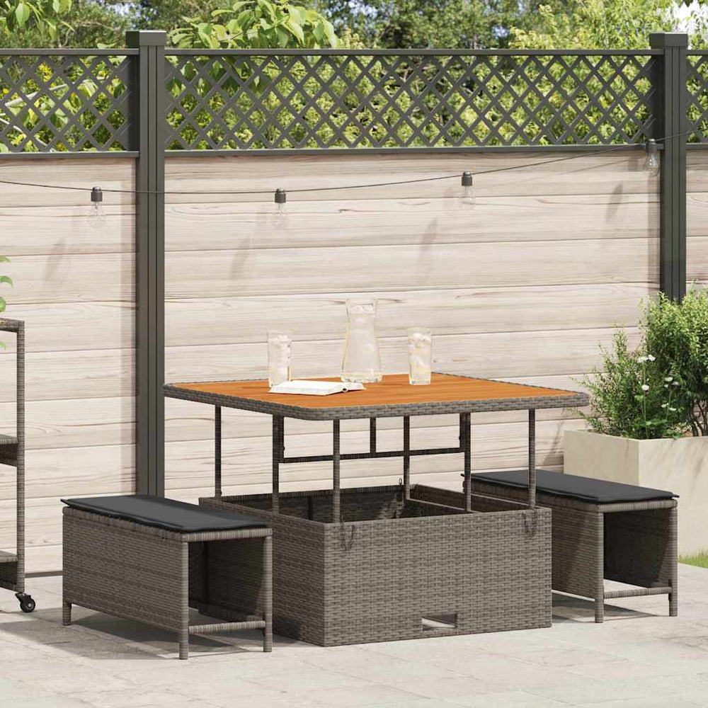 vidaXL Salon de jardin à dîner gris en résine tressée