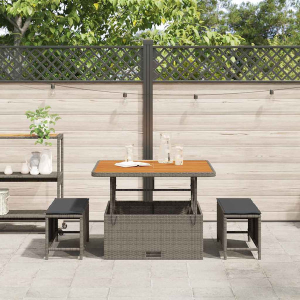 Garten Essgruppe Grau Poly-Rattan