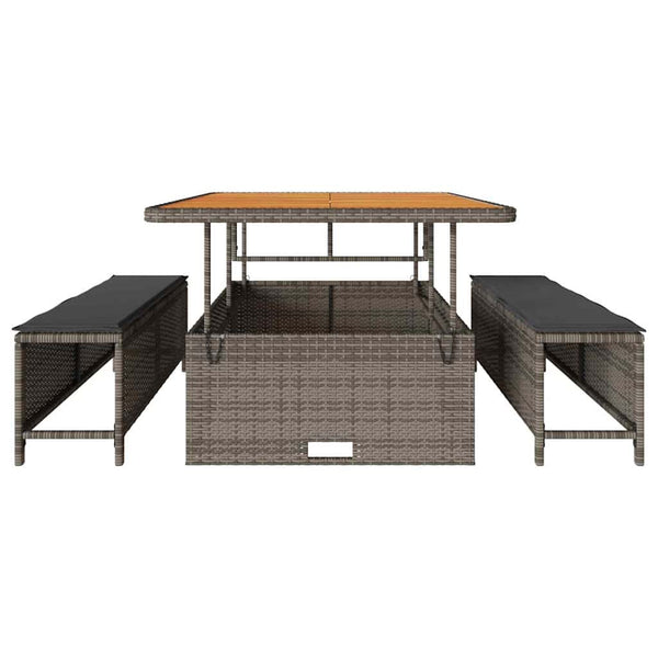 Garten Essgruppe Grau Poly-Rattan