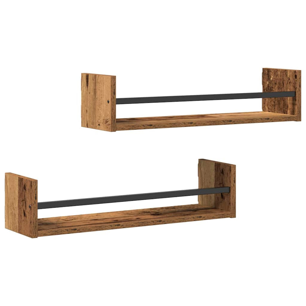 vidaXL Wall Shelf Wall-Mounted 2 pcs Reclaimed Wood 60 x 16 x 14 cm