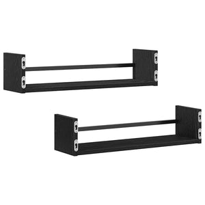 Wandregal 2er Set Schwarz Eiche