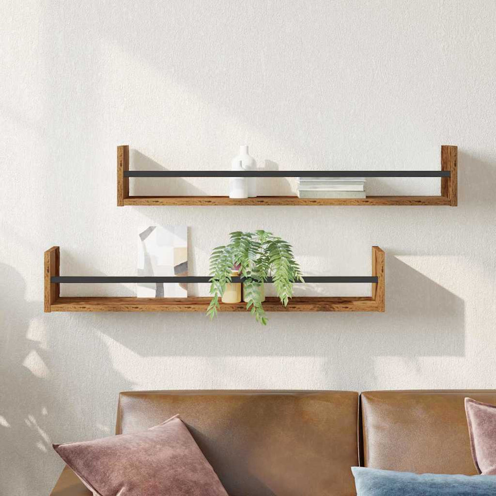 vidaXL Wall Shelf Wall Mounted 2 pcs Reclaimed Wood 80 x 16 x 14 cm