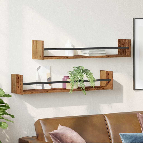 Wandregal Altholz 2er Set 80cm