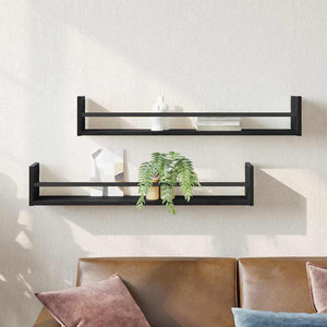 Wandregal 2er Set Schwarz Eiche 80cm