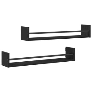 Wandregal 2er Set Schwarz Eiche 80cm