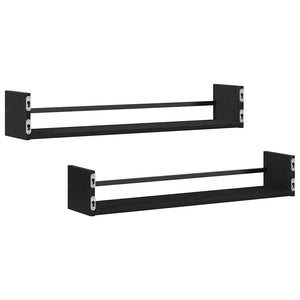 Wandregal 2er Set Schwarz Eiche 80cm