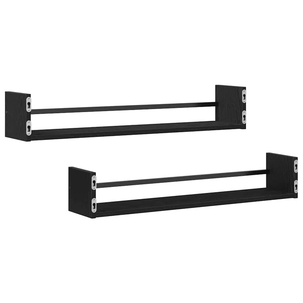 Wandregal 2er Set Schwarz Eiche 80cm