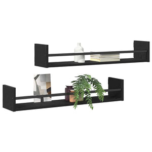 Wandregal 2er Set Schwarz Eiche 80cm