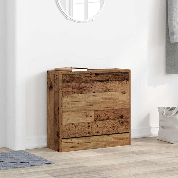 Schuhschrank mit Regal Altholz 60 cm