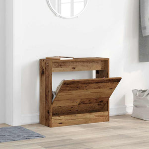 Schuhschrank mit Regal Altholz 60 cm