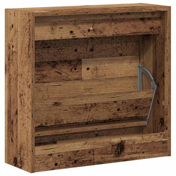 Schuhschrank mit Regal Altholz 60 cm