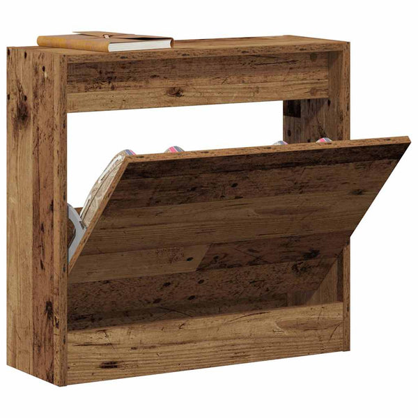 Schuhschrank mit Regal Altholz 60 cm