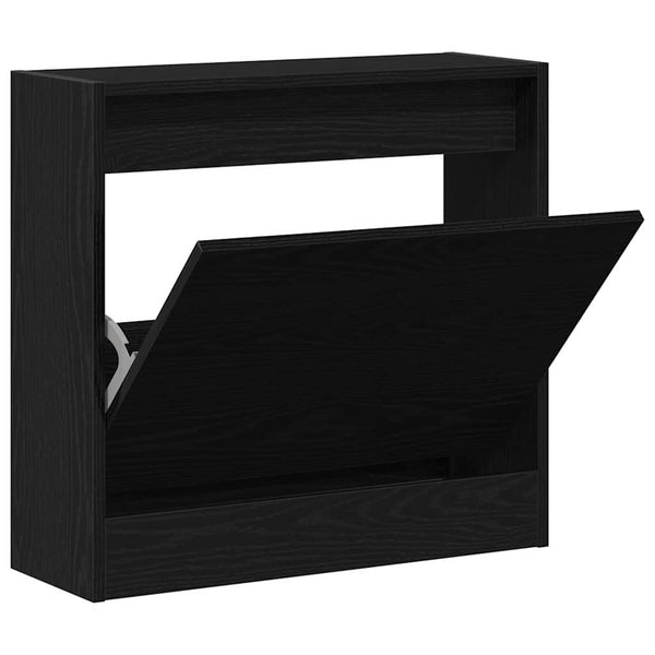 Schuhschrank Schwarz Eichenoptik 60cm