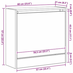 Schuhschrank Schwarz Eichenoptik 60cm