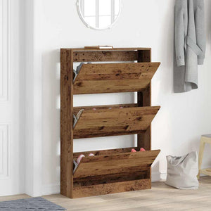 Schuhschrank mit Regal Altholz 80 cm