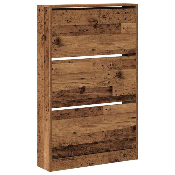 Schuhschrank mit Regal Altholz 80 cm