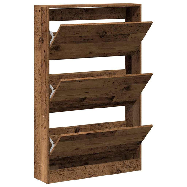 Schuhschrank mit Regal Altholz 80 cm