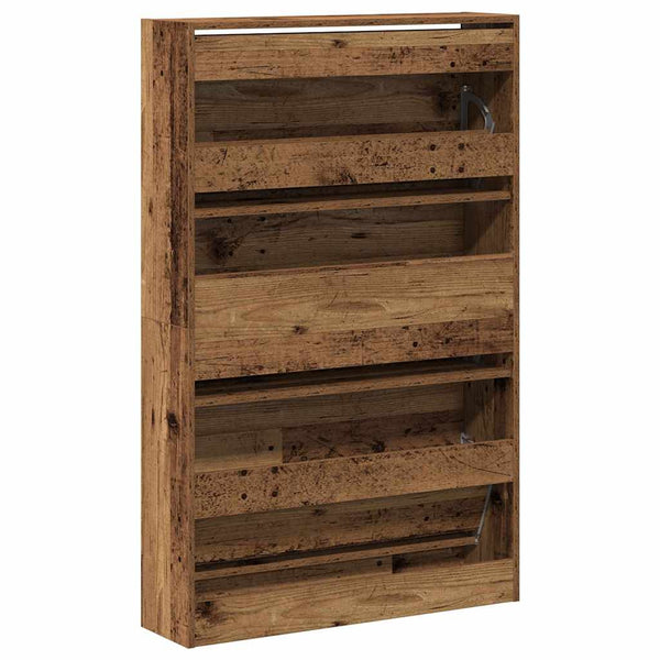 Schuhschrank mit Regal Altholz 80 cm