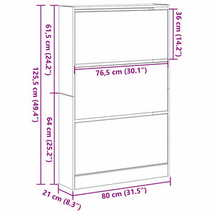 Schuhschrank Artisan Eiche 80cm