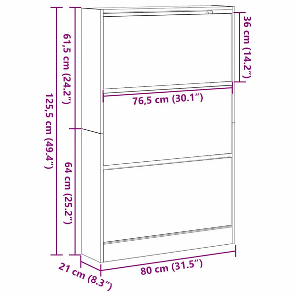 Schuhschrank Artisan Eiche 80cm
