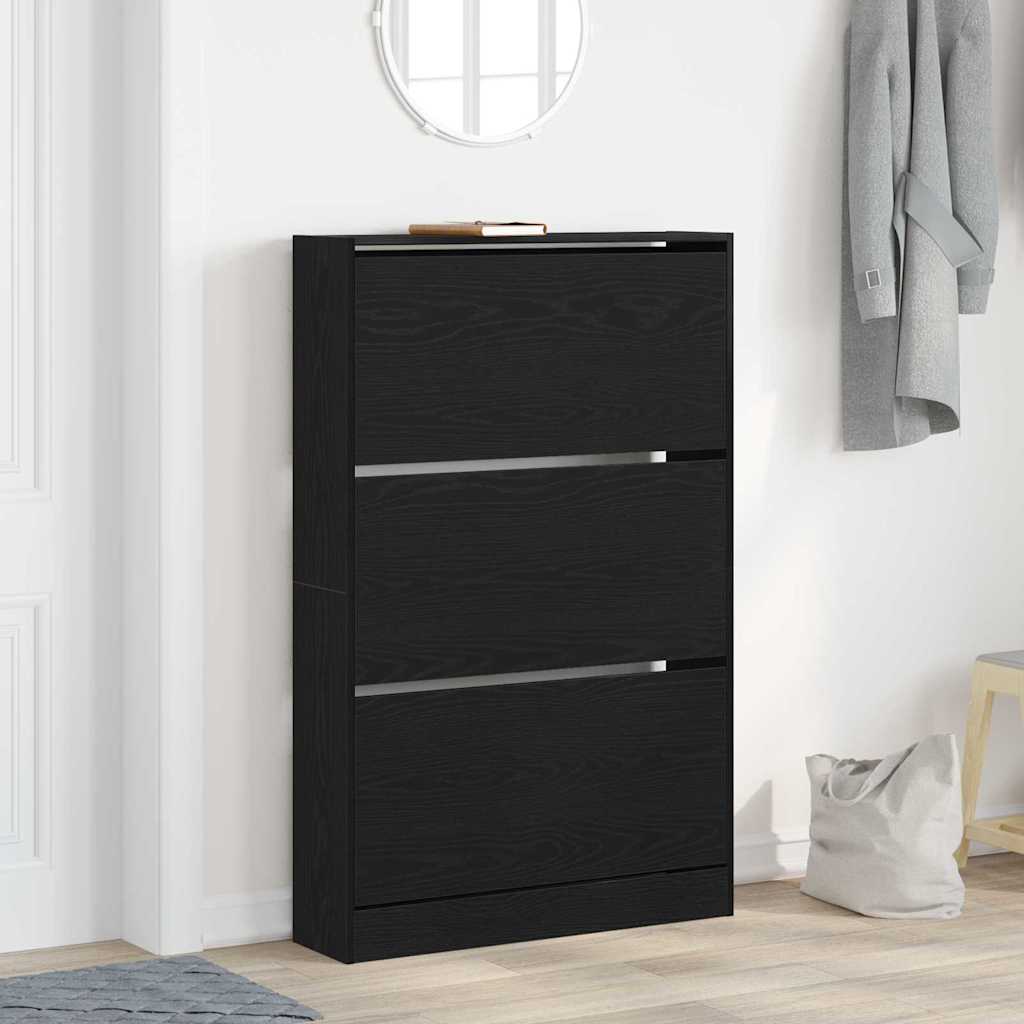 Schuhschrank mit Regal Schwarz Eiche 80cm