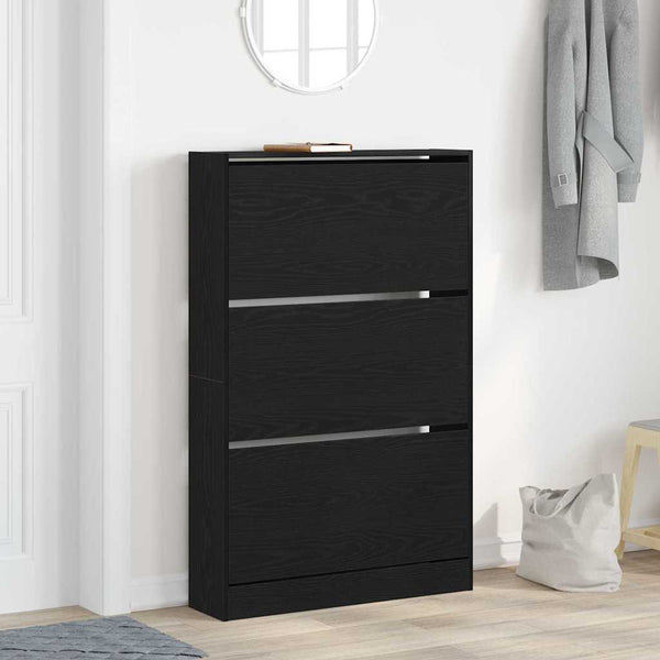 Schuhschrank mit Regal Schwarz Eiche 80cm