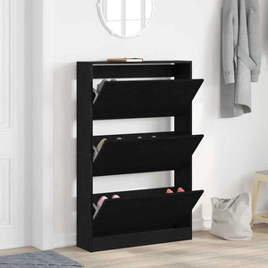 Schuhschrank mit Regal Schwarz Eiche 80cm