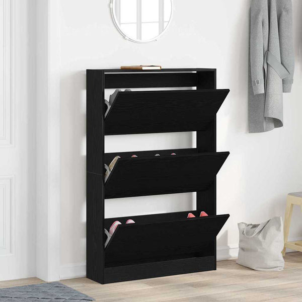 Schuhschrank mit Regal Schwarz Eiche 80cm