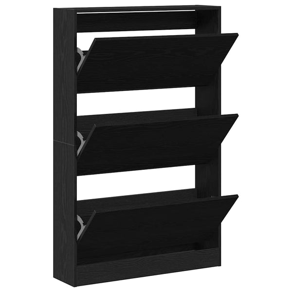Schuhschrank mit Regal Schwarz Eiche 80cm