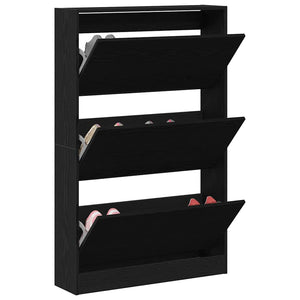 Schuhschrank mit Regal Schwarz Eiche 80cm