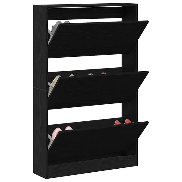 Schuhschrank mit Regal Schwarz Eiche 80cm
