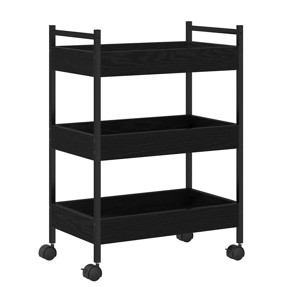 Küchenwagen Schwarz Eichenoptik 50x30x70cm