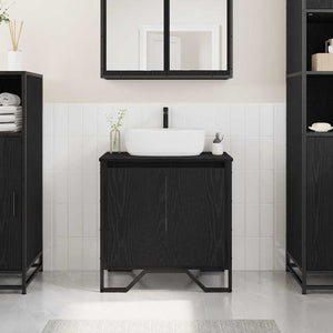 Waschbeckenschrank Schwarz Eichen-Optik 60cm