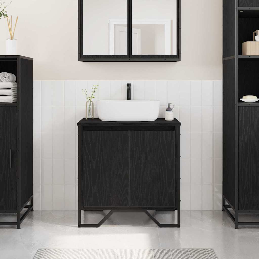 Waschbeckenschrank Schwarz Eichen-Optik 60cm