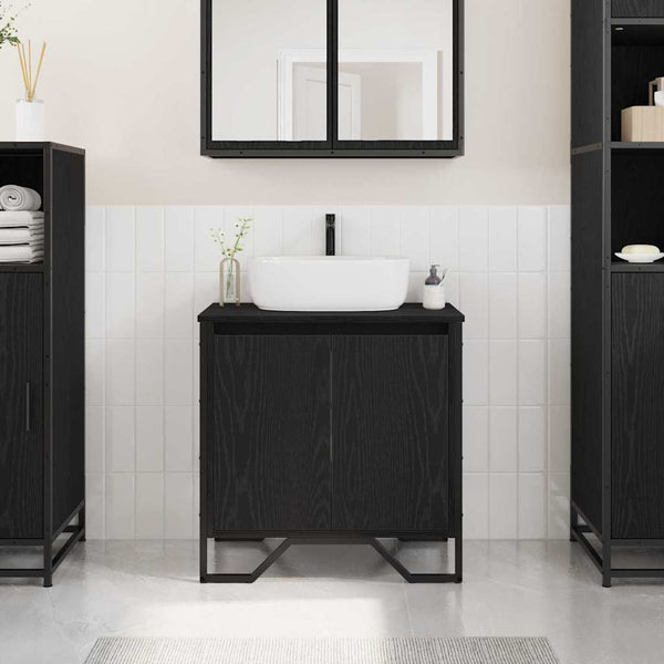 Waschbeckenschrank Schwarz Eichen-Optik 60cm