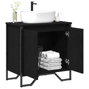 Waschbeckenschrank Schwarz Eichen-Optik 60cm