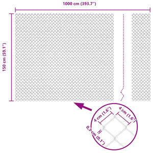Grüner Kettenzaun 10 x 1,5 m