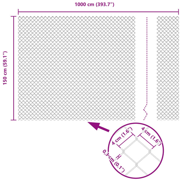 Grüner Kettenzaun 10 x 1,5 m