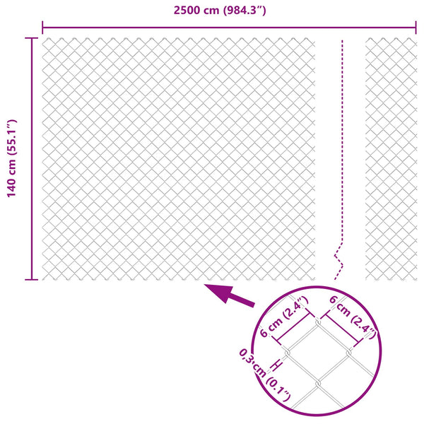Grüner Kettenzaun 25 x 1,4 m