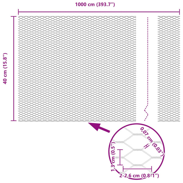 Hexagonzaun Grün 0,4 x 10 m PVC