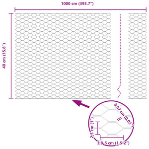 Hexagonzaun Grün 0,4x10m Stahl